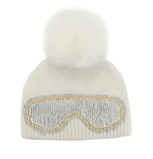 Mitchie\'s Women\'s 100% Wool Knitted Border Hat with Pom Pom in Pink Gray Mitchie main image 4