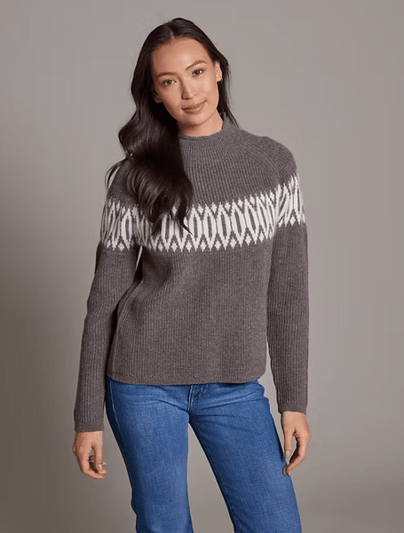 Alashan Women's Islay Shaker Fair Isle Raglan Sweater with Angora