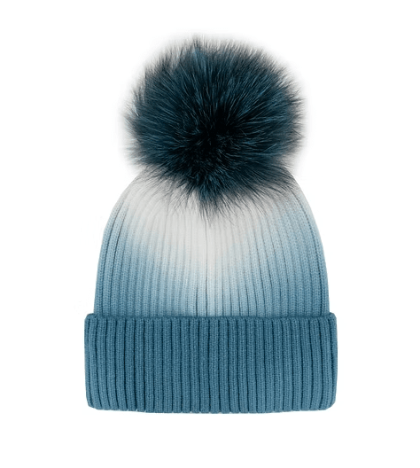 Mitchie's Matchings Women's Dip Dye Knit Beanie with Fox Fur Pom