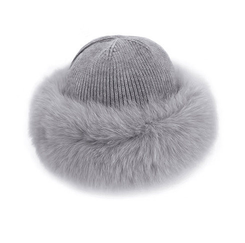 Mitchie's Matchings Women's Knit Wool Hat with Fox Fur