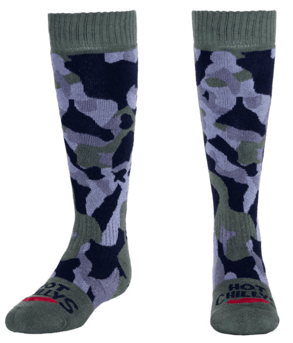 Hot Chillys Youth Texture Camo Mid Volume Sock - Bronze Green