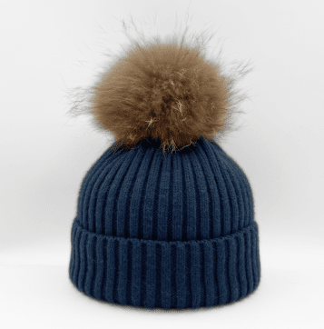 Linda Richards Women's Rib Hat w/Pom Pom